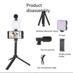 Flexible Phone Tripod with Microphone Filling Light Selfie Vlogging Kit AY 49T
